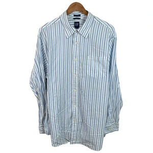 BF312 Mens Vintage Y2K GAP Relaxed Fit Striped Button Down Shirt XL